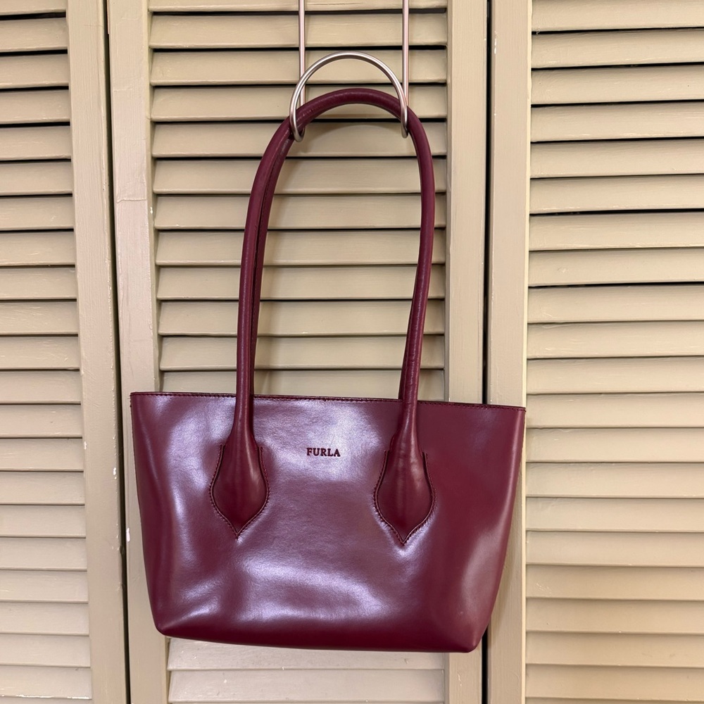 Furla Burgundy Red Leather Tote Shoulder Bag